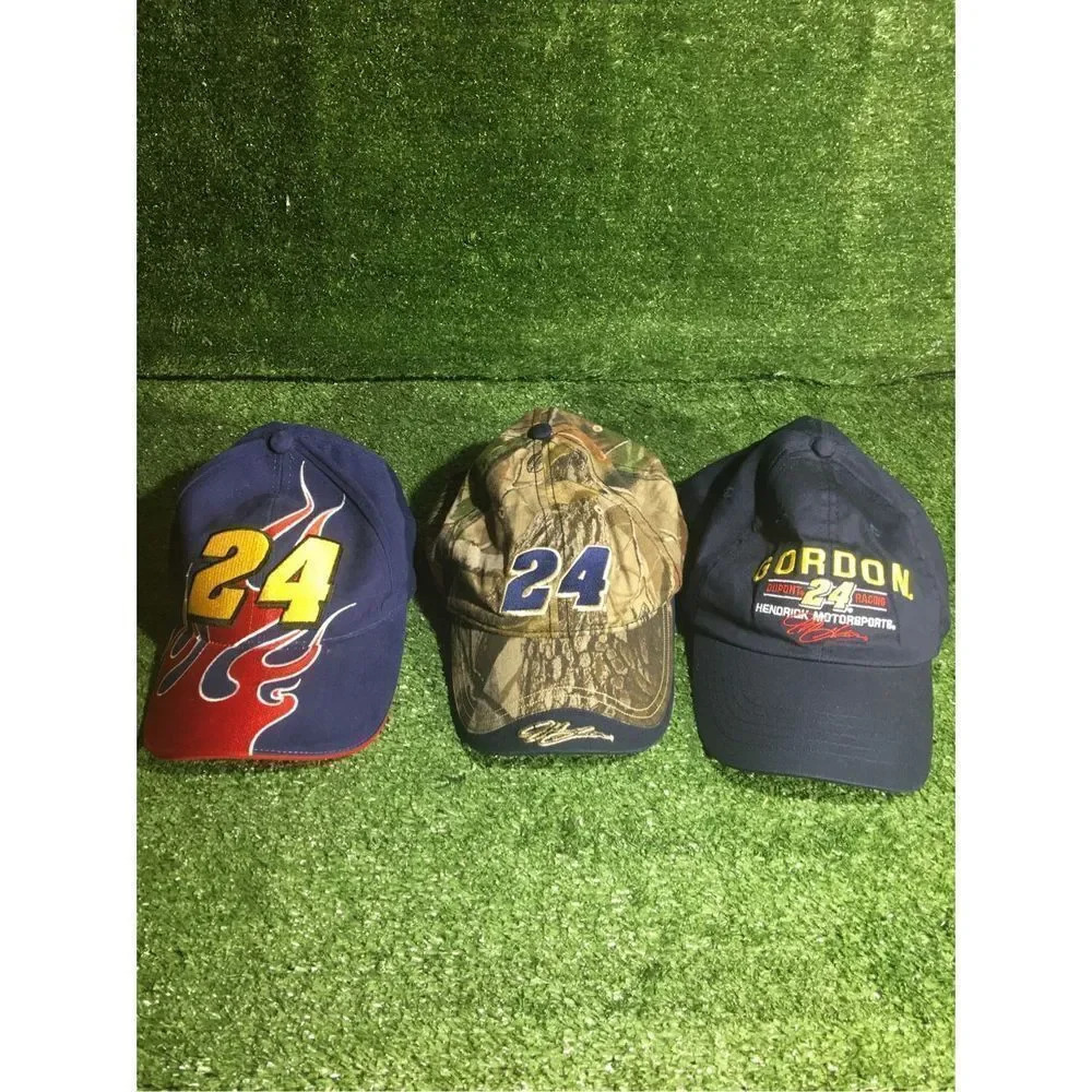 Vintage Jeff Gordon hat collection/lot nascar flame camo chase racing navy